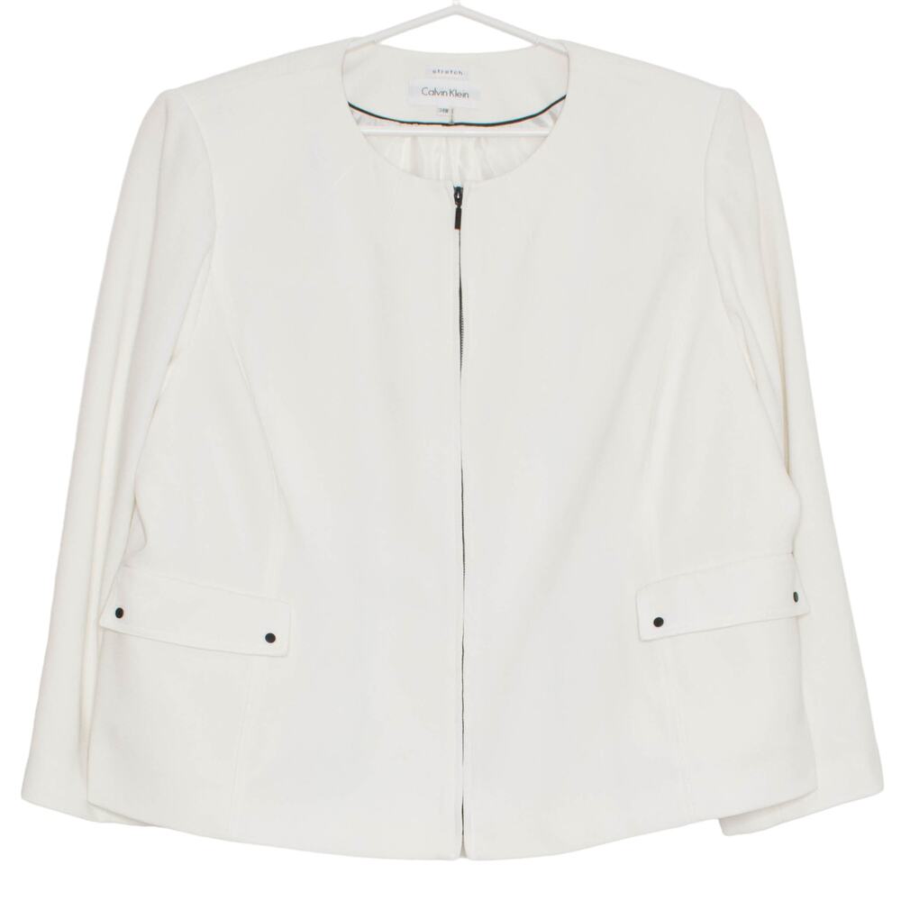Calvin Klein Jacket Minimalist Quiet Luxury Classic Capsule Scandi Zip White 24W